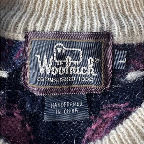 Vintage Woolrich Woman's Sz L Cream Blue Paisley Wool Blend Button Cardigan - Picture 5 of 11